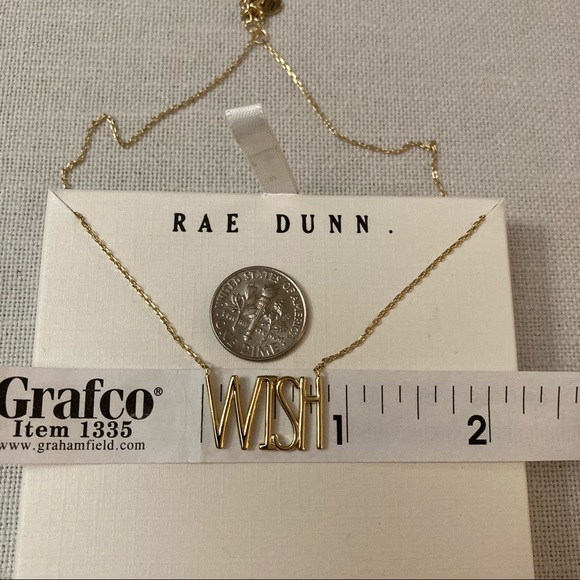 Rae Dunn WISH Classic Pendant Necklace Yellow Gold 925 Silver Gift Box - Picture 9 of 9